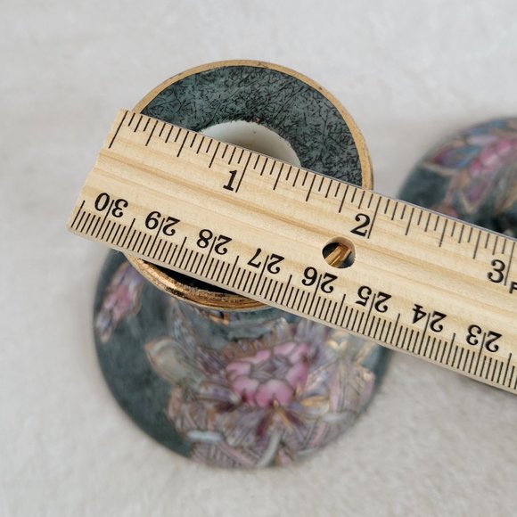 Vintage Floral Design Porcelain Candle Holders - Picture 8 of 10